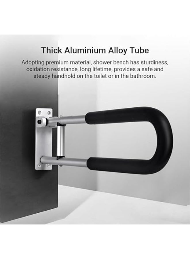 DUNISO Foldable Toilet Grab Bar，Drop Down Bathroom Grab Bar with Black Sponge，Wall Mounted Anti Slip Toilet Safety Support，for Elderly Disabled Pregnant - Image 3