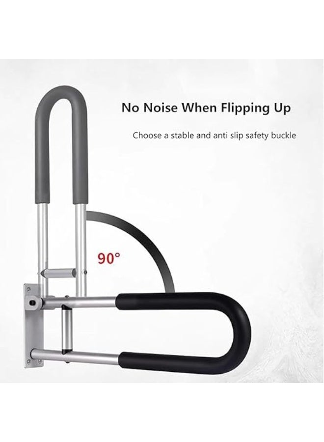 DUNISO Foldable Toilet Grab Bar，Drop Down Bathroom Grab Bar with Black Sponge，Wall Mounted Anti Slip Toilet Safety Support，for Elderly Disabled Pregnant - Image 4