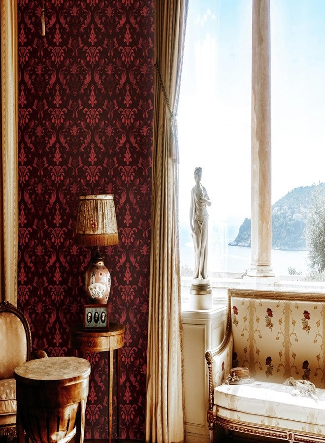 FLFK Gothic Peel and Stick Wallpaper, 16 x 128 inches, Black and Red, for Walls, Kitchen, Bathroom, Bedroom, Living Room, Dining Room, Office, Home Decor - Image 3