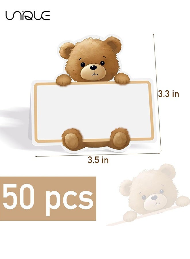 Unique Table Place Cards - 50 Pcs Cute Bear Place Cards - Cartoon Place Signs - Blank Table Name Card - Name Place Cards for Table Setting Reserved Seating - Image 2