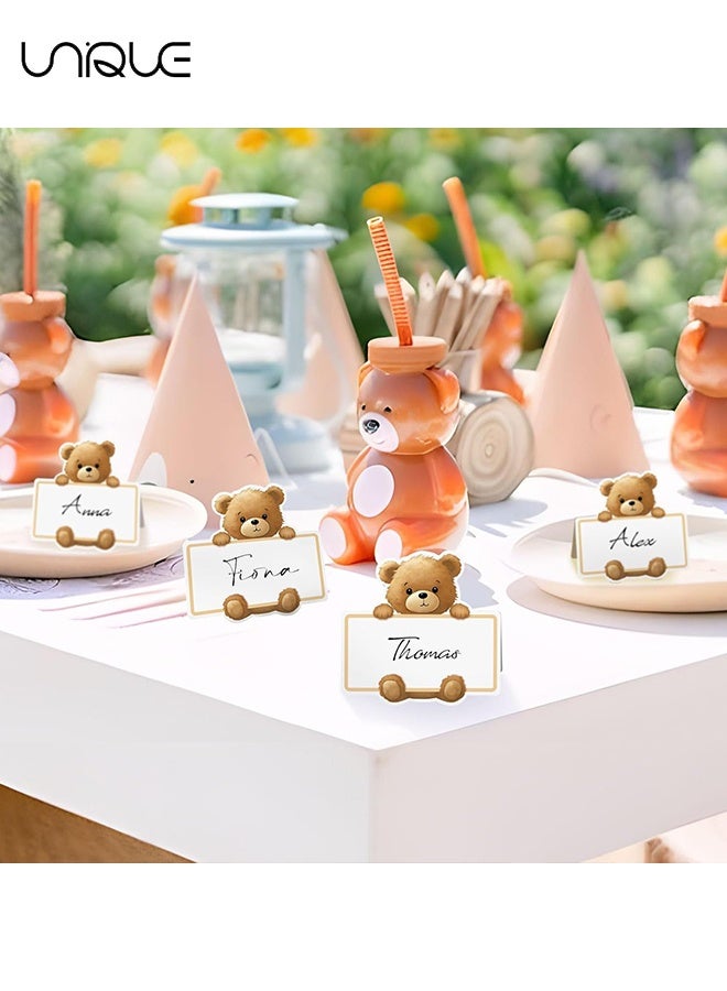 Unique Table Place Cards - 50 Pcs Cute Bear Place Cards - Cartoon Place Signs - Blank Table Name Card - Name Place Cards for Table Setting Reserved Seating - Image 5