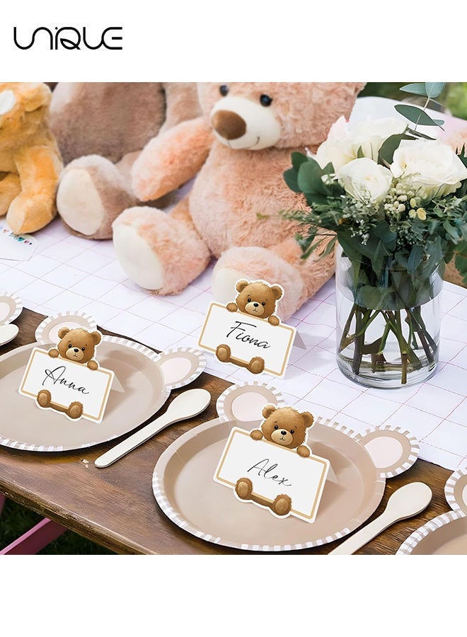Unique Table Place Cards - 50 Pcs Cute Bear Place Cards - Cartoon Place Signs - Blank Table Name Card - Name Place Cards for Table Setting Reserved Seating - Image 4