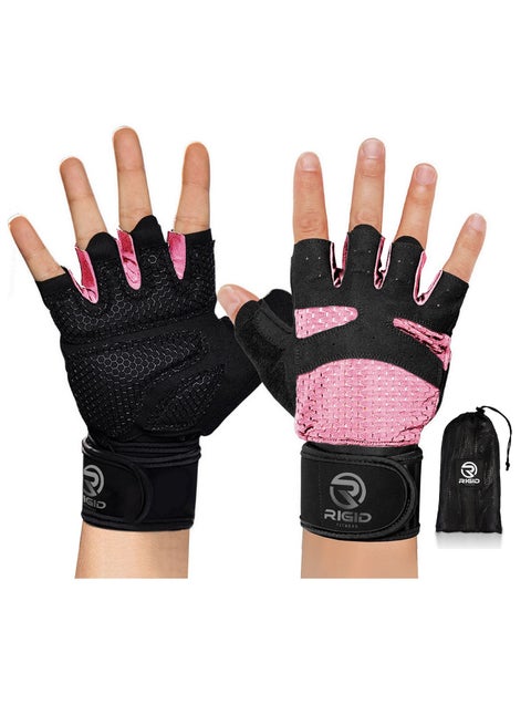 Women Workout Gloves with Wrist Support - Breathable, Full-Palm Protection for Exercice - Fingerless Gym Gloves, Training Gloves and Fitness Gloves for Women - (Standard M Size)
