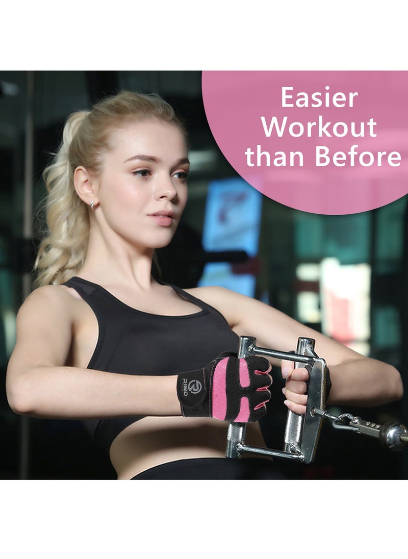 RIGID FITNESS - Women Workout Gloves with Wrist Support - Breathable, Full-Palm Protection for Exercice - Fingerless Gym Gloves, Training Gloves and Fitness Gloves for Women - (Standard M Size) - Image 1