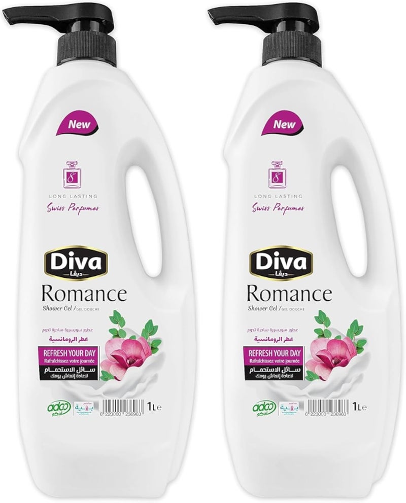 Diva Romance Shower Gel 1 Liter (Pack of 2)