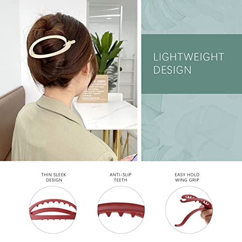 AWAYTR French Concord Hair Clips Claw - 6Pcs Side Slid Flat Hair Clips for Volume Strong Hold No Slip Grip Hair Claw Clips for Women Girls Thick Thin Hair (Matte Oval(Small,3.35 inches)) - Image 3