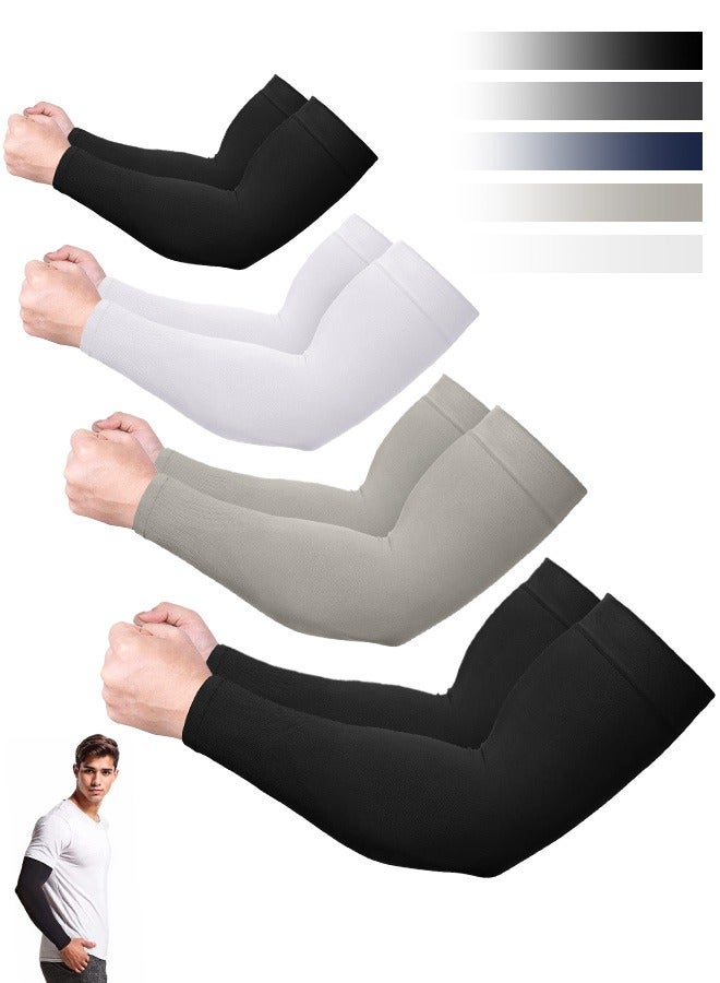 Tersely 4-Pack Arm Sleeves for Women Men Youth|UPF 50 Arm Warmers UV Sun Protection Arm Cooling Sleeves, One Size Sun Protection Arm Sleeve Cover Tattoo  - Image 1
