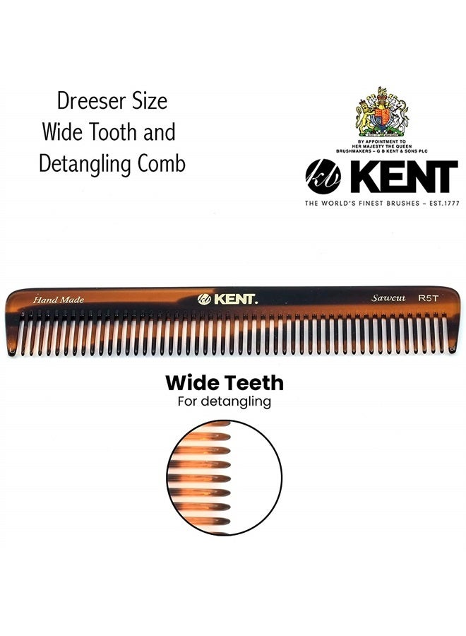 KENT مشط كينت R5T لجميع أنواع الشعر الخشن مشط تفكيك واسع الأسنان لطاولة التزيين للشعر الكثيف المجعد والمتموج. مشط تفكيك الشعر لتصفيف الشعر واللحية والشارب. مقطوع بالمنشار. مصنوع يدويًا في إنجلترا - Image 2