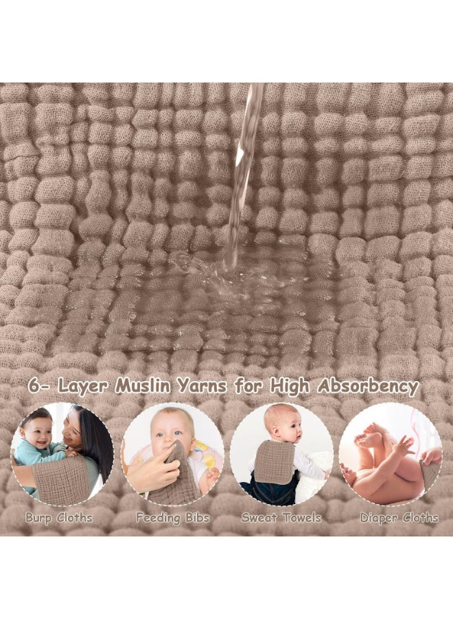 Muslin Baby Burp Clothes Sets for Unisex, 6 حزمة كبيرة 100٪ من القطن Burping الملابس للمولدين حديثي الولادة,طفل البنات والأولاد,فائق الناعمة والممتصة,25 * 50 سم - Image 4