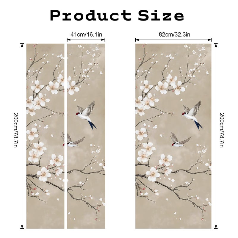 BVBOX Self-Adhesive Vinyl Refrigerator Stickers Peel and Stick Removable Wallpaper for Door Wall Furniture Wrinkle-Resistant Waterproof No Residue DIY Home Decor (Cherry Blossoms and Birds, 32.3"x78.7") - Image 4
