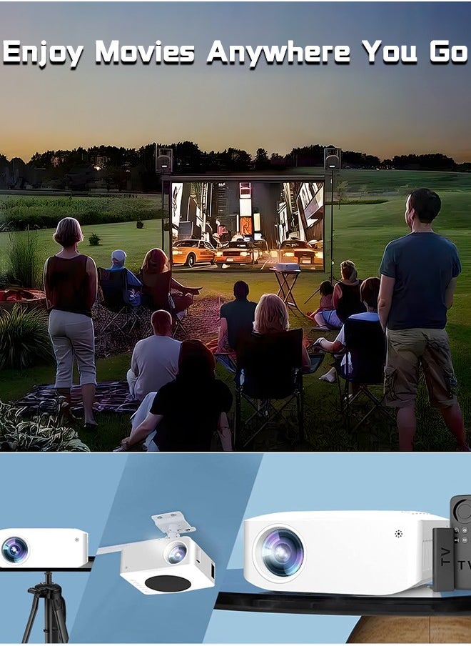 Mini Projector Portable WiFi Projector with 200in Projection Screen HD Home Outdoor Theater Projector
