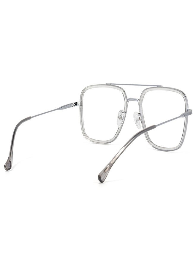Dervin Blue Light Blocking Blue Cut Zero Power anti-glare Retro Square Eyeglasses, Frame for Eye Protection from UV by Computer/Tablet/Laptop/Mobile (Silver-Clear) - Image 5