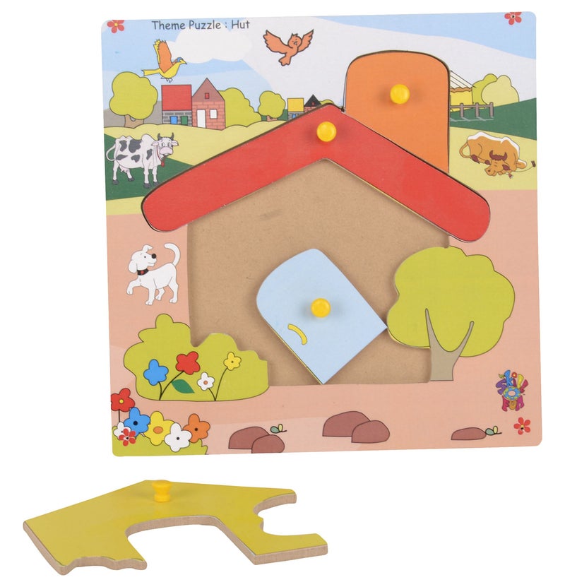 Skillofun - TPS-21 Wooden Theme Puzzle Standard Hut Knobs, Multi Color - Image 2