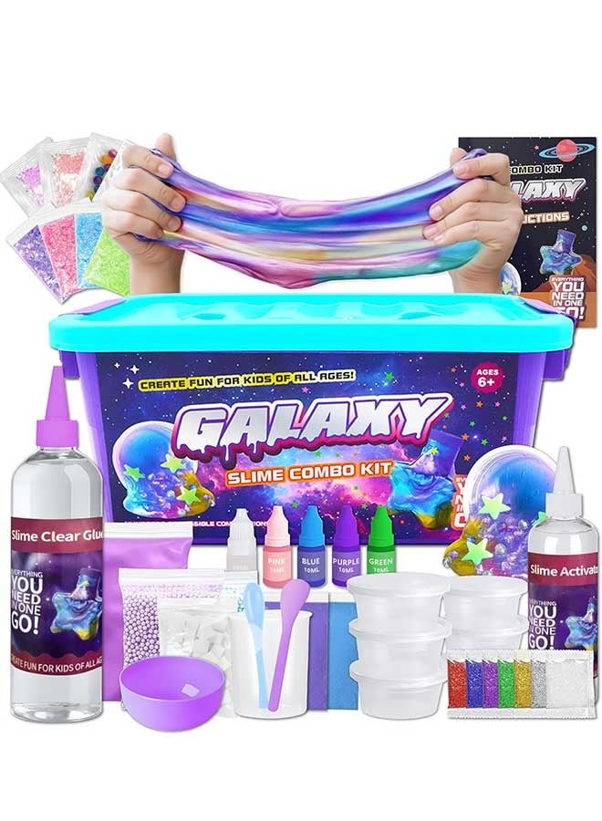 رَوَائِد مجموعة سلايم  للأطفال من عمر 6 سنوات فما فوق – مجموعة صنع مجرة بنفسك، هدية ممتعة للسلايم، مجموعة صناعة سلايم فضائية، هدايا عيد ميلاد وألعاب للبنات والأولاد - Image 1