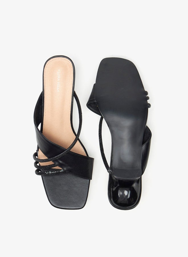 Flora Bella By Shoexpress صنادل نسائية مزخرفة سهلة الارتداء بكعب واسع من مجموعة رمضان  - Image 4