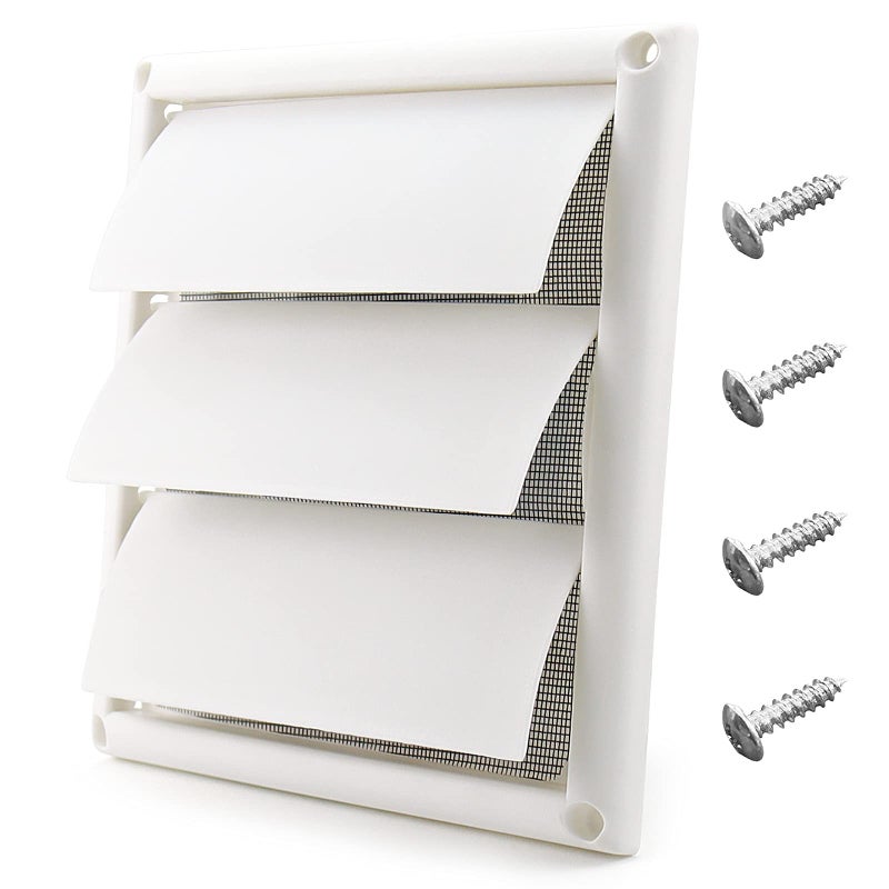 Funmit 6 Louvered Vent Cover 8 x 8 Oversize Outside Dimensions for Exterior Wall Vent Hood Outlet Airflow Vent Dryer Air Vent White
