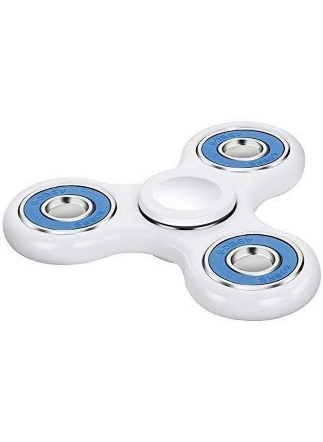 Premsons - Premsons® Hand Spinner Desk Toy - High Speed Smooth Finger Spin Sensory Fidget Stress Relief Game Play for Kids & Adults - Birthday Party Gift - Four Bearing - White + Blue Bearing - Image 1