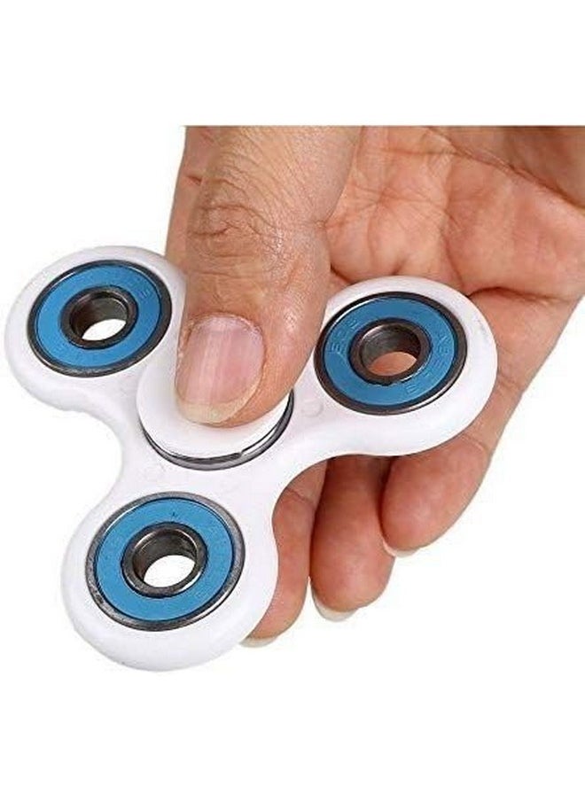 Premsons - Premsons® Hand Spinner Desk Toy - High Speed Smooth Finger Spin Sensory Fidget Stress Relief Game Play for Kids & Adults - Birthday Party Gift - Four Bearing - White + Blue Bearing - Image 1