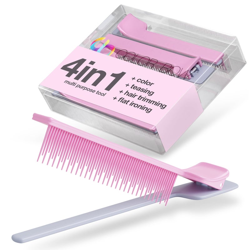 COLORBOW Teasing Clip Comb 5 Pack Hair Coloring Styling Tools for Highlights Balayage Ombr Trimming Cutting Flat Iron Guide  Straightener Straightening Comb Pink  Gray