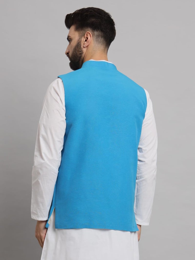 LATEST CHIKAN Men's Traditional Cotton Solid Nehru Jacket/Waistcoat -SADRI-DB-F-42 - Image 5