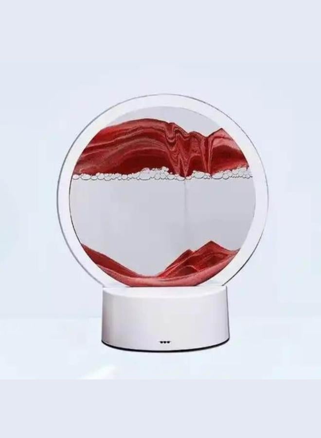 Executive LLC Flowing Sand Painting Dynamic 3D Sand Pictures for Rotating Kinetic Sand Glass Set Desk Decoration Flowing Sea and Sand Landscape Frame Relaxing (Red) - Image 1