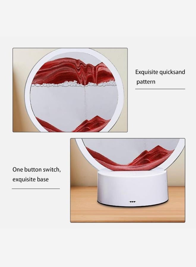 Executive LLC Flowing Sand Painting Dynamic 3D Sand Pictures for Rotating Kinetic Sand Glass Set Desk Decoration Flowing Sea and Sand Landscape Frame Relaxing (Red) - Image 2