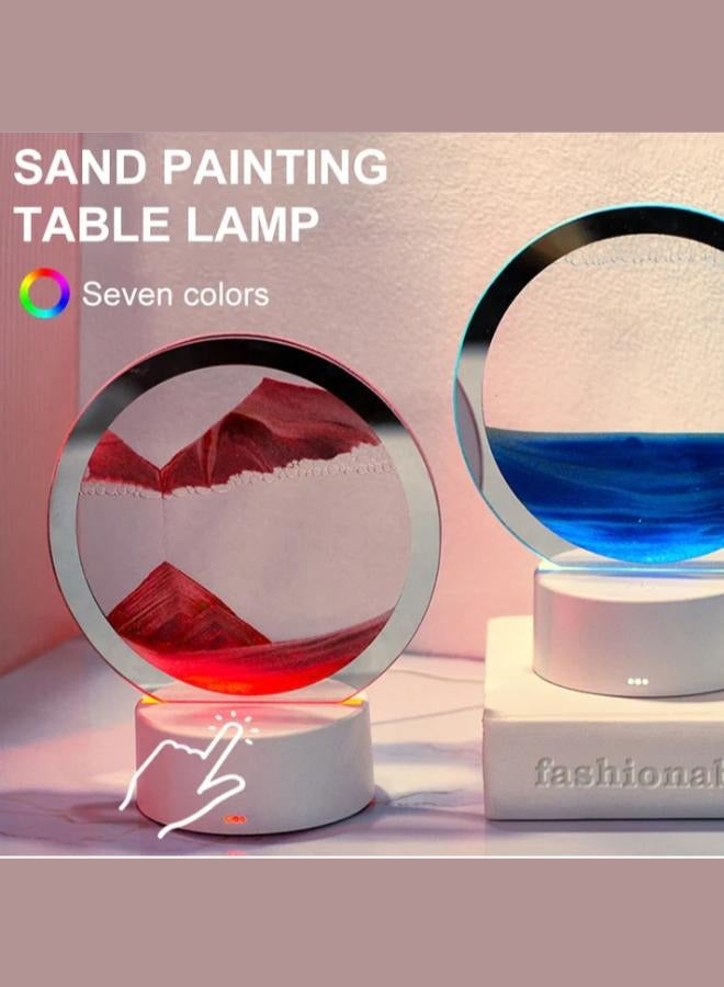 Executive LLC Flowing Sand Painting Dynamic 3D Sand Pictures for Rotating Kinetic Sand Glass Set Desk Decoration Flowing Sea and Sand Landscape Frame Relaxing (Red) - Image 4