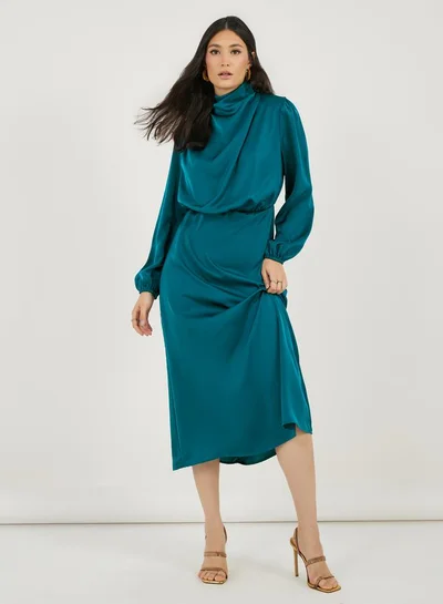 Styli Satin Mockneck Dress