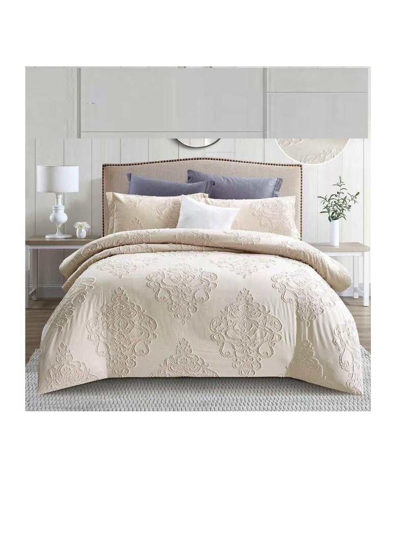 BAIG - Microfiber Embroidered Soft Quality Comforter Bedding set-King Size 6Pcs 1-PC fitted bedsheet 200 * 200cm,1-PCS Comforter 220 * 240 fixed, 4PCS Super Soft Pillowcases - Image 1