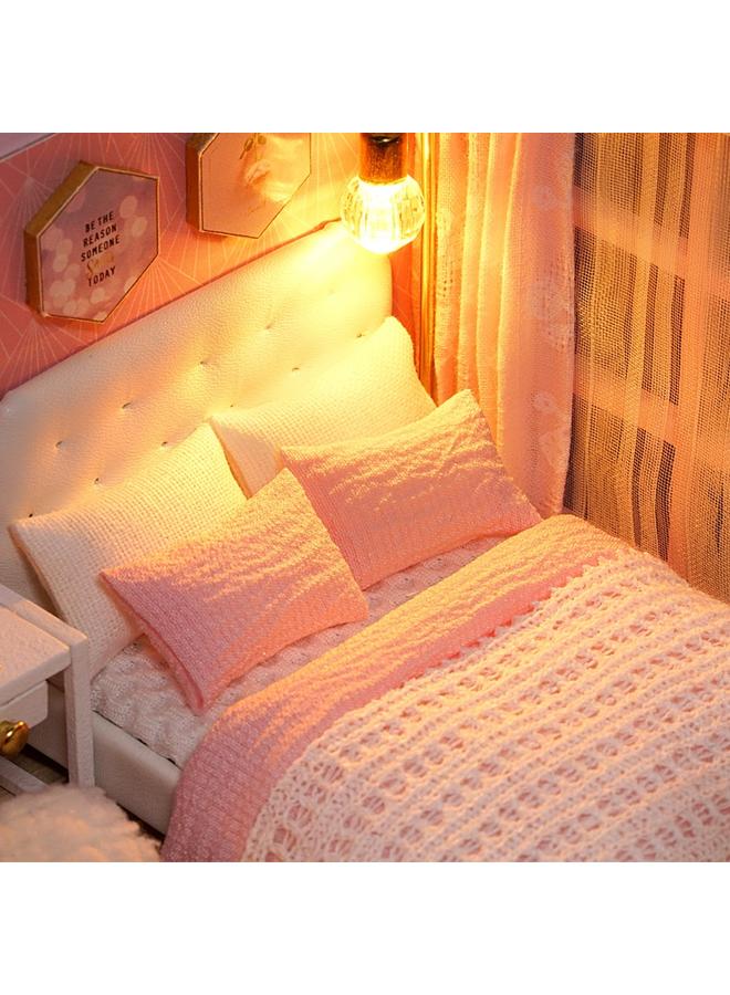 Bluejw Cute Smart House Diy Cottage Handmade Birthday Gift Girl Pink Doll House Miniature Art House - Image 5