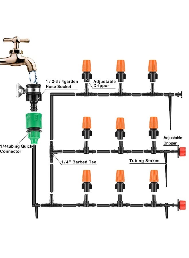 Generic Automatic Garden Irrigation System - 164FT Drip Irrigation Kit with 200 Pack 1/4" Blank Distribution Tubing for Efficient Watering in Gardens, Patios, Greenhouses, Flower Beds, and Lawns. - Image 4