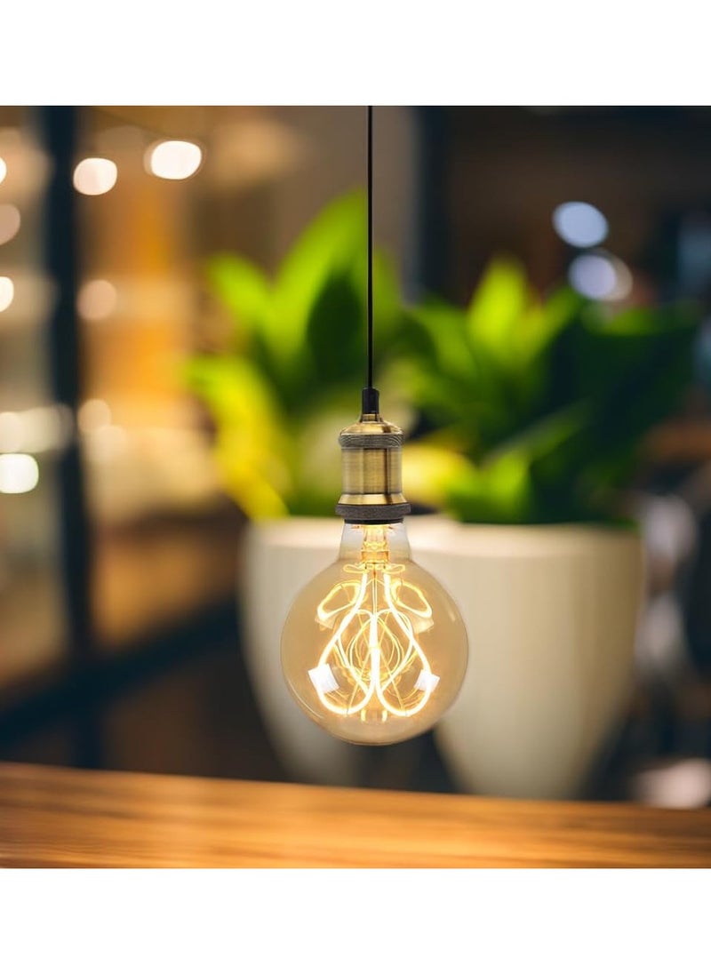 KASTWAVE - LED Light Bulbs, 2Pcs G95 Led Edison Bulb 4W Dimmable Heart Led Filament Vintage 110/130V E27 Decorative Light Bulb,2300K Warm Yellow Amber Gold Glass, Energy Class G - Image 1
