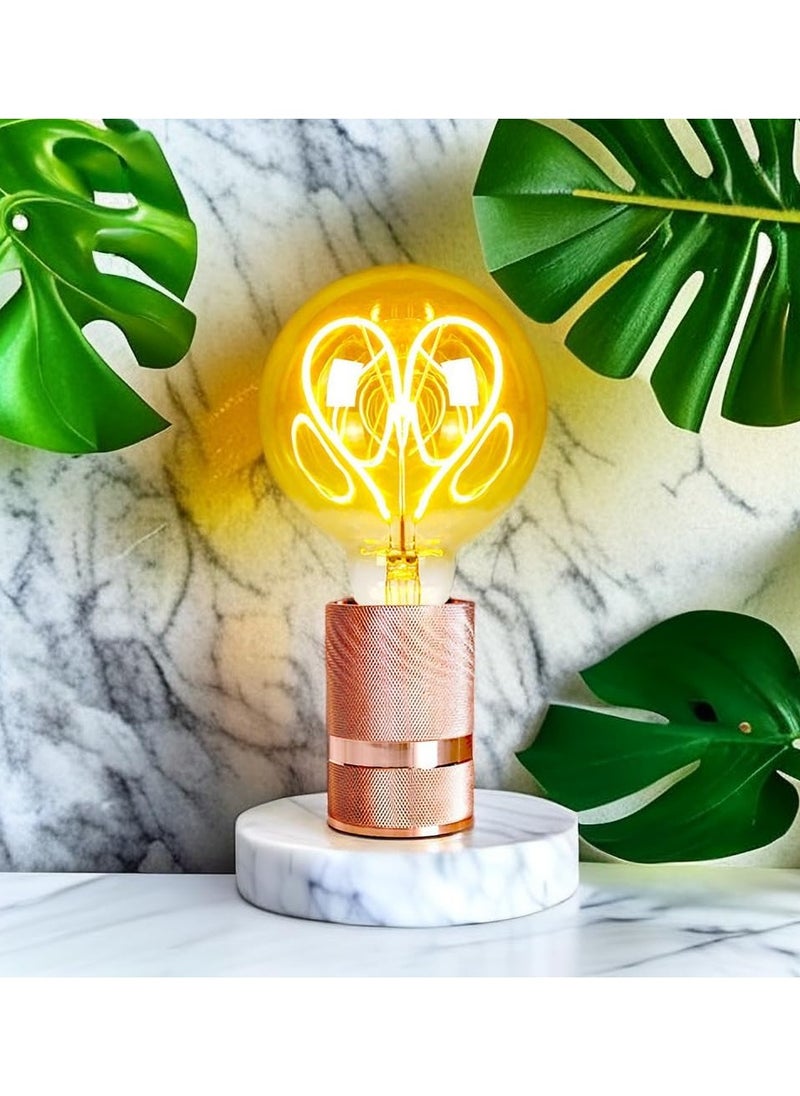 KASTWAVE - LED Light Bulbs, 2Pcs G95 Led Edison Bulb 4W Dimmable Heart Led Filament Vintage 110/130V E27 Decorative Light Bulb,2300K Warm Yellow Amber Gold Glass, Energy Class G - Image 1