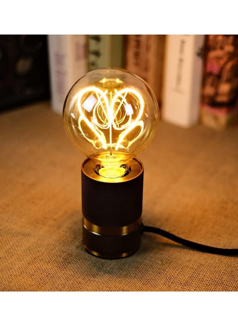 KASTWAVE - LED Light Bulbs, 2Pcs G95 Led Edison Bulb 4W Dimmable Heart Led Filament Vintage 110/130V E27 Decorative Light Bulb,2300K Warm Yellow Amber Gold Glass, Energy Class G - Image 1