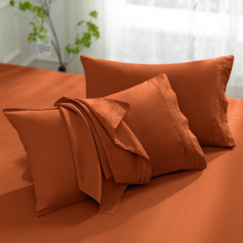 Aormenzy Microfiber Pillow Cases  King Size Set of 21800 Thread Count Ultra Soft Rust Pillowcases  Wrinkle Resistant Pillow Covers with Envelope Closure  20 x 40