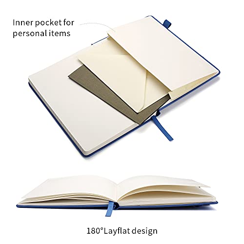 Deziliao Lined Journal Notebooks with Pen Loop, Hardcover Notebook Journal for Work, 100Gsm Premium Thick Paper with Inner Pocket, Medium 5.7"x8.4", （Blue, Ruled） - Image 4