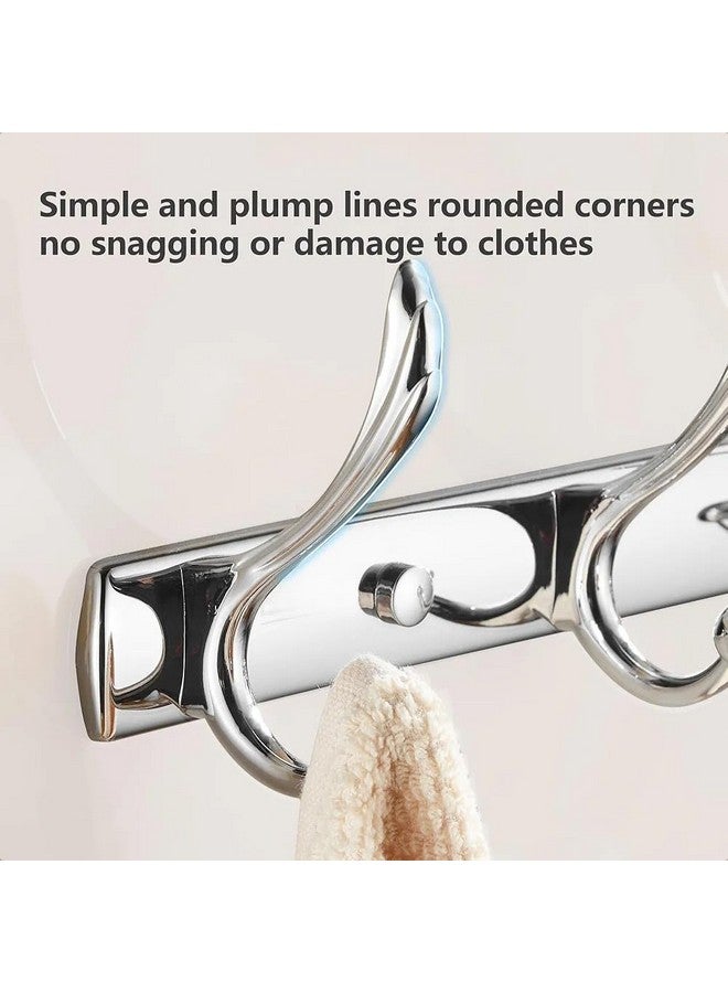 Excellent Excellent t Stainless Steel 12Pin Bathroom Cloth Hanger Door Wall Robe Hooks Rail for Hanging Keys, Clothes, Towel (40 Cms) (6 Pin Silver, Pack of 3)  - Image 3