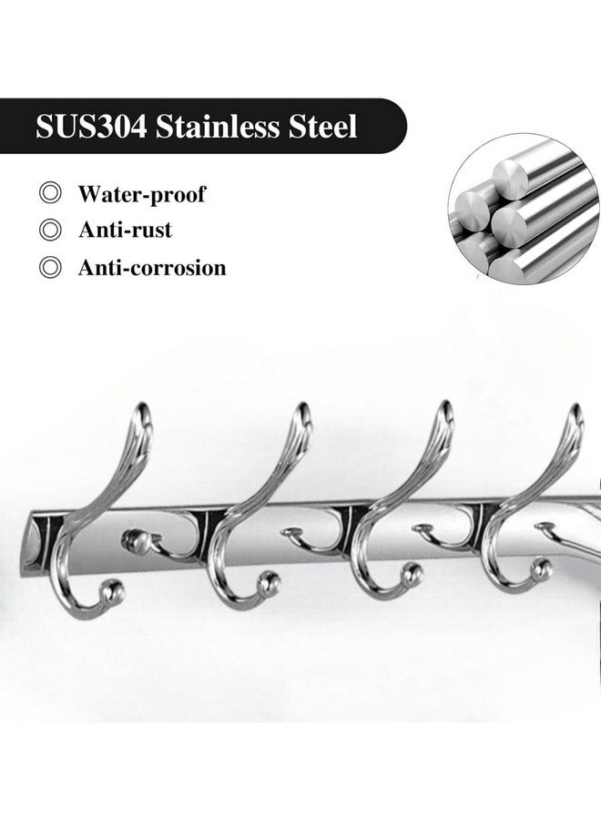 Excellent Excellent t Stainless Steel 12Pin Bathroom Cloth Hanger Door Wall Robe Hooks Rail for Hanging Keys, Clothes, Towel (40 Cms) (6 Pin Silver, Pack of 3)  - Image 5