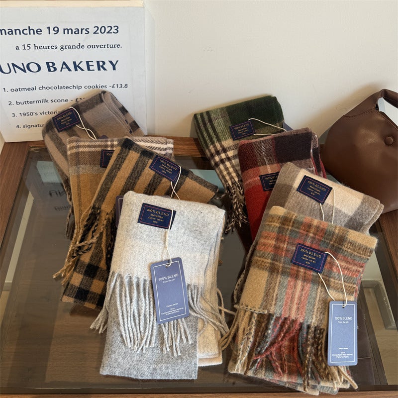 British Classic Australian Cashmere Plaid Light Luxury Scarf Unisex Couple's Autumn and Winter Warm Scarf - Image 5