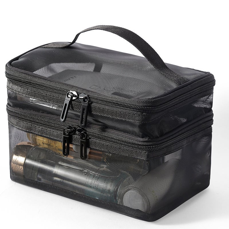 New Large-Capacity Portable Toiletry Bag Travel Multi-Layer Mesh Bag Storage Bag Portable Transparent Makeup - Image 2
