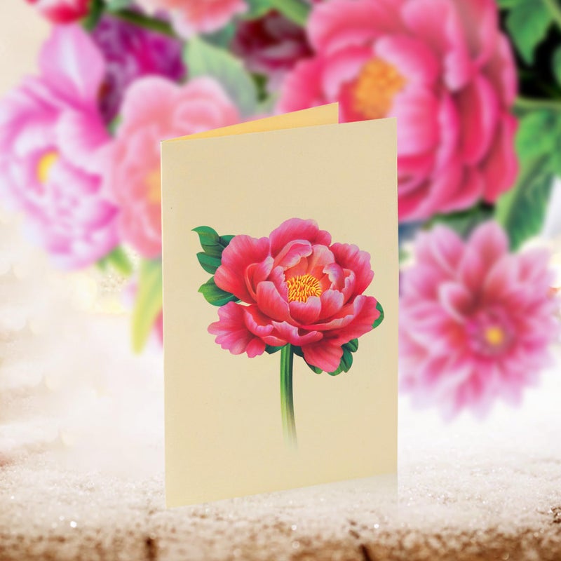 Airpark Pop Up Flower Card, 3D Paper Flowers Bouquet, Mother's Day, Birthday, Thank You, Spring Greeting Cards with Note Card & Envelope, Peony - Image 5