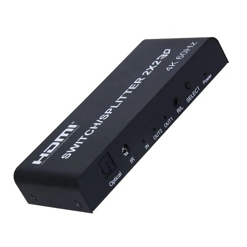 COOLCOLD HDMI Splitter, 2x2 HDMI 2.0 Switch Splitter, 2 in 2 Out 1080p HDMI Switcher with SPDIF Audio 3.5mm Selector, Support HD, 4k, 3D for HDTV Blu-Ray-Player fire Stick Xbox (Black) - Image 2