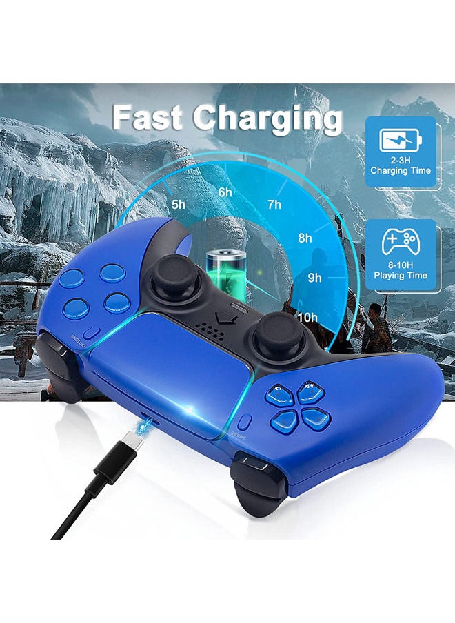 Rock Pow - Wireless Controller for PS4, BRHE Replacement Remote Gamepad Gaming Joystick Dual Shock/Touch Pad/ Built-in Speaker with Type-C Cable for Playstation 4/Pro /Slim /PC Blue - Image 1