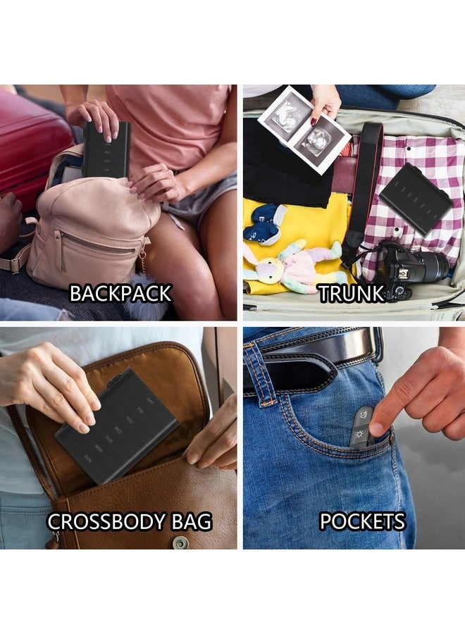 بيوينتي علبة حبوب لمدة 7 أيام تحتوي على 21 حجرة، علبة حبوب سفر، علبة حبوب عالية الجودة، بلاستيك بولي بروبلين صالح للطعام، مع وظيفة مقاومة الغبار، يمكنها تخزين الأدوية الحبيبية (أسود) - Image 4