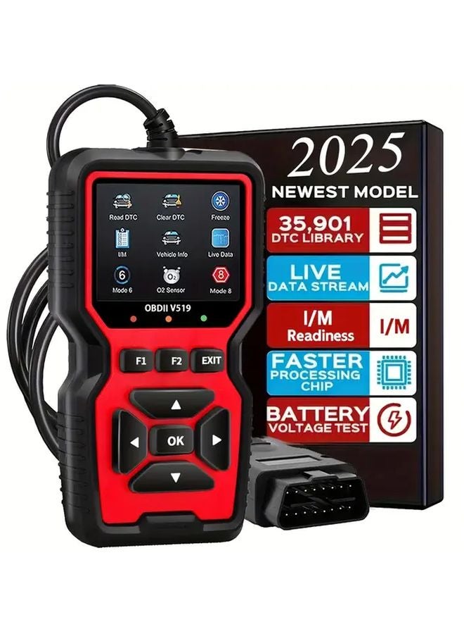 Red OBD2 Scanner Advanced Car Diagnostic Tool 35901 DTC Library Live Data Battery Test - Image 1