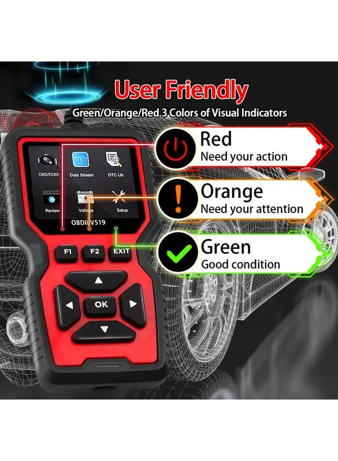 Red OBD2 Scanner Advanced Car Diagnostic Tool 35901 DTC Library Live Data Battery Test - Image 4