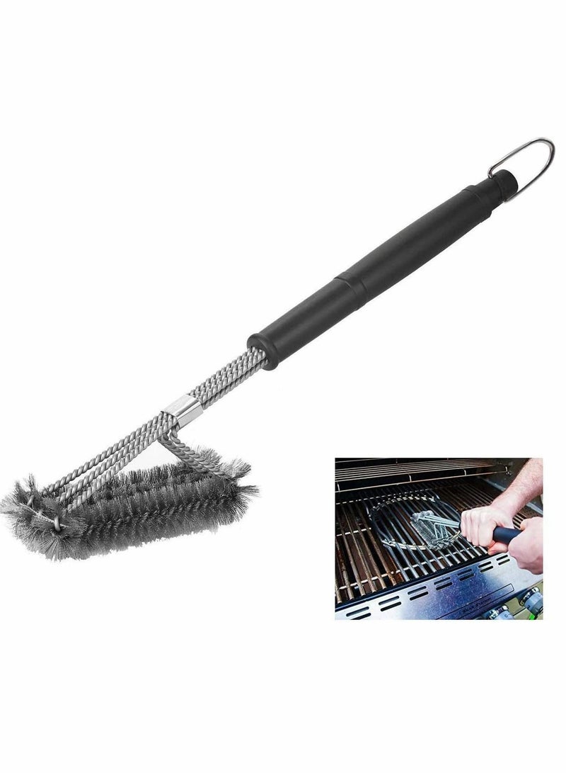 SYOSI Grill Brush 2 in 1 BBQ Grill Brush with 304 Stainless Steel Spatula Durable Woven Bristles Outdoor and Camping Grill Brush Perfect for Charcoal Grill Gas Grill and Electric Grill - Image 1