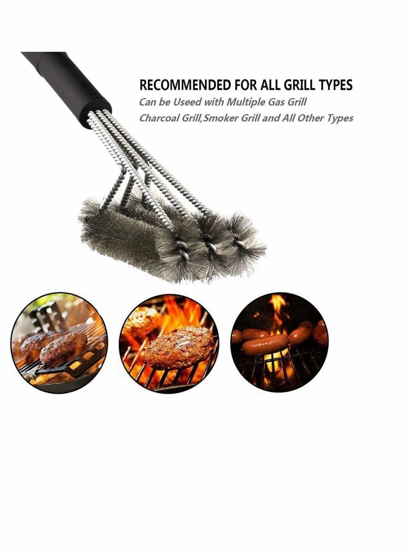 SYOSI Grill Brush 2 in 1 BBQ Grill Brush with 304 Stainless Steel Spatula Durable Woven Bristles Outdoor and Camping Grill Brush Perfect for Charcoal Grill Gas Grill and Electric Grill - Image 2