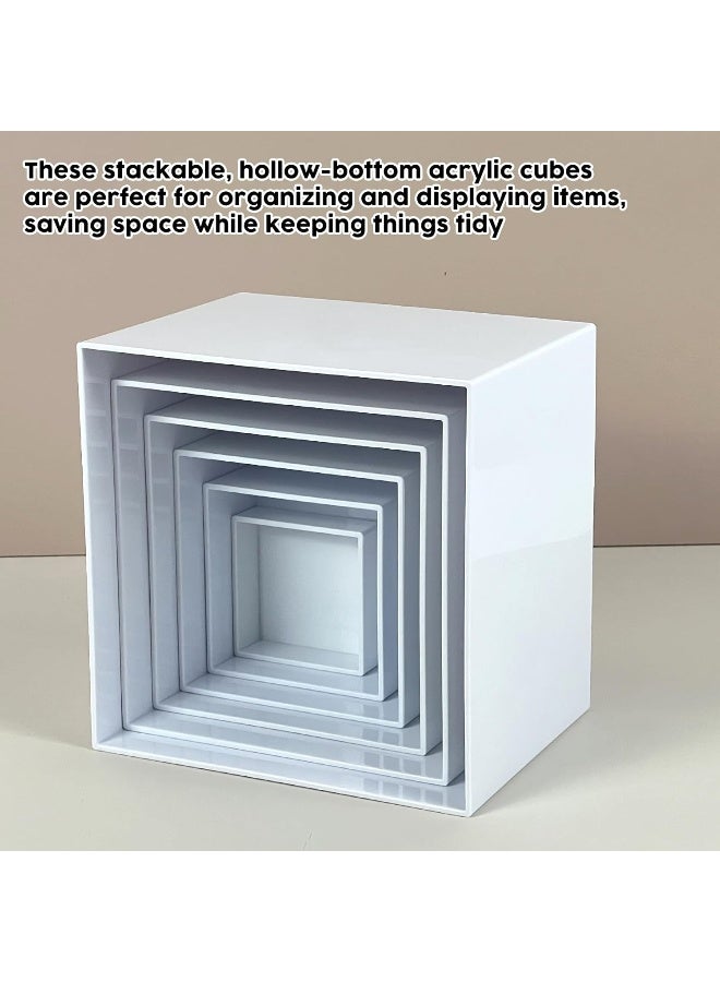 TPGP Buffet Risers, 6 Pcs Large White Acrylic Food Risers, Dessert Table Display Set for Buffet Table, Acrylic Display Stands for Catering Dessert Jewelry Figures Show - Image 5