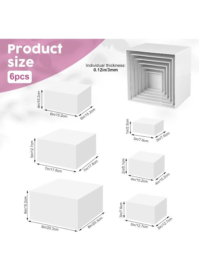 TPGP Buffet Risers, 6 Pcs Large White Acrylic Food Risers, Dessert Table Display Set for Buffet Table, Acrylic Display Stands for Catering Dessert Jewelry Figures Show - Image 4